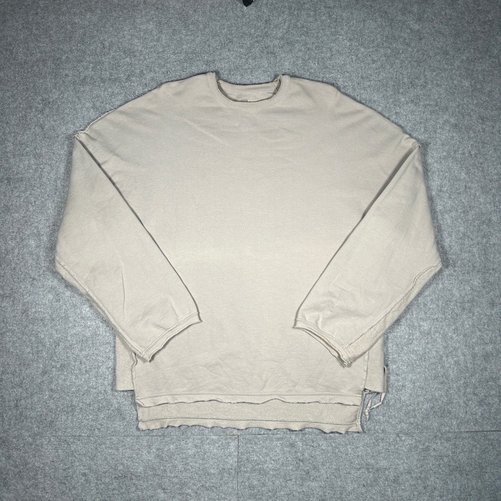 Damir Doma Silent Sweatshirt Mens Large Beige Avant Garde Raw Hem Oversized High